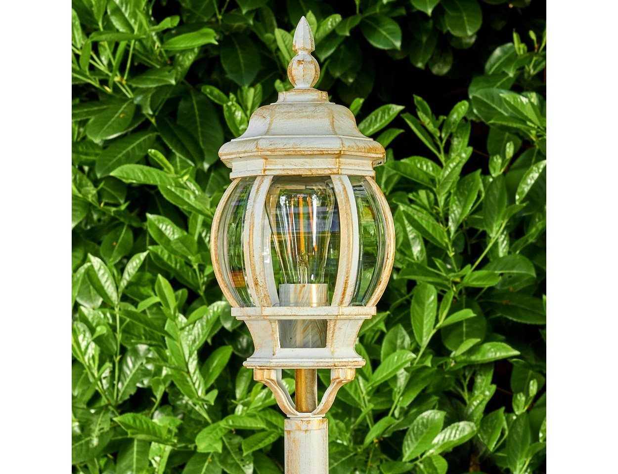 hofstein Außen-Stehlampe »Meyen« Außenleuchte, Aluguss in Weiß/Gold mit Kunststoff-Scheiben, ohne Leuchtmittel, Stehleuchte 120cm, E27, IP44 Bild 5
