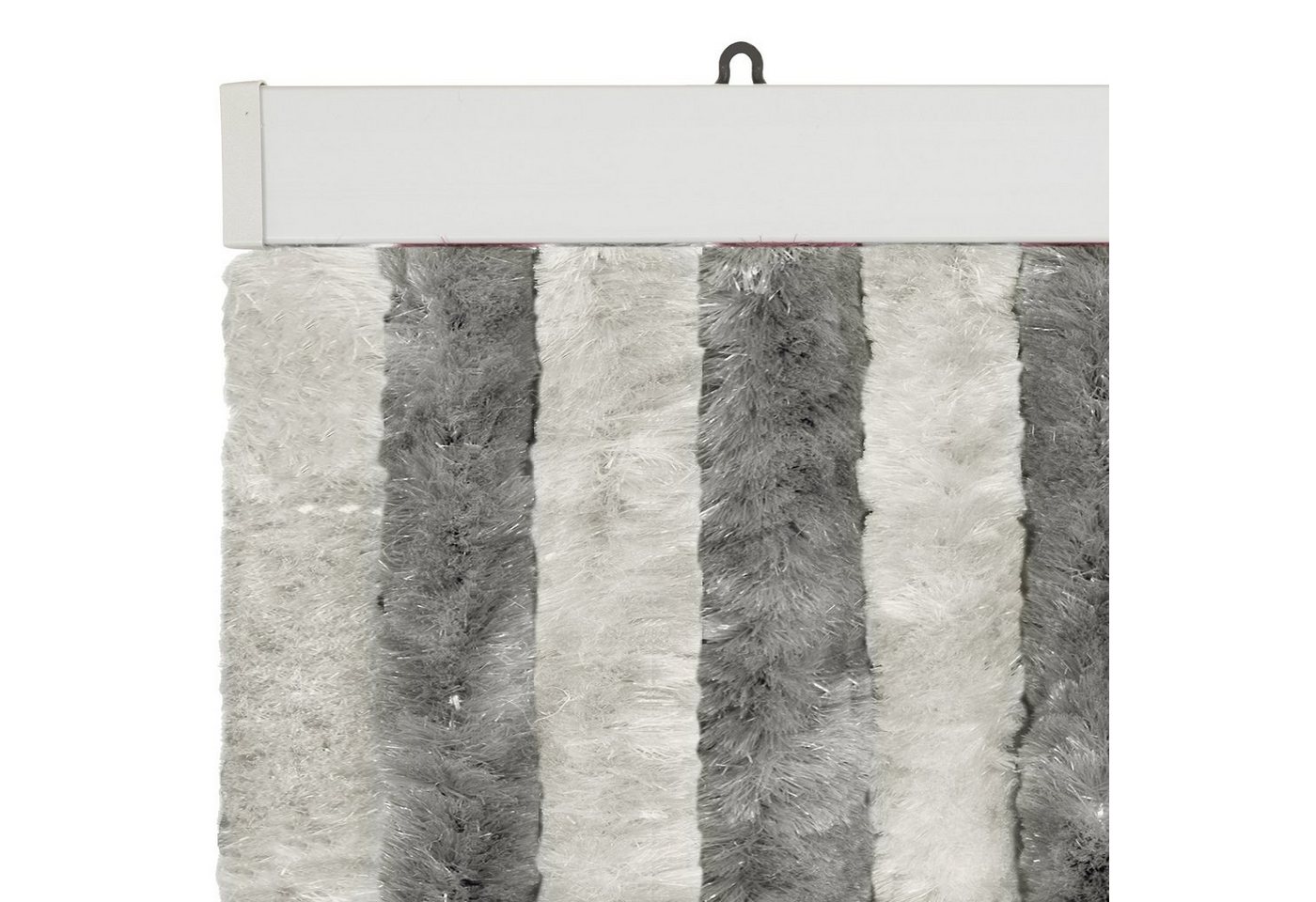 Moritz Türvorhang Flauschvorhang 56 x 185 cm grau silber (1 St), Hakenaufhängung, Chenille Vorhänge Camping Türvorhang Wohnwagen Wohnmobil Zubehör
