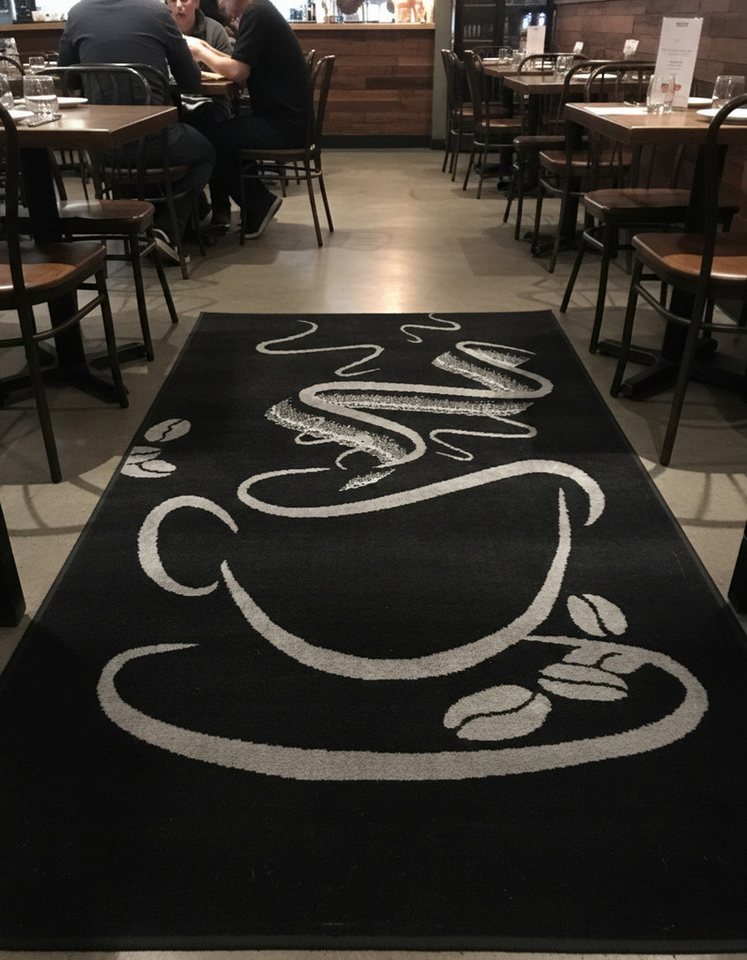 Vimoda Teppich Küchenteppich, Trendiger Kaffee Teppich in Schwarz, Grau & Braun, Rechteckig, Höhe: 5 mm, Küchenteppiche, Cappuccino, Kaffee, Tasse, Esszimmer, Küche Bild 3