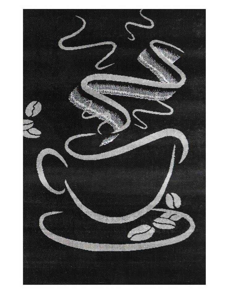 Vimoda Teppich Küchenteppich, Trendiger Kaffee Teppich in Schwarz, Grau & Braun, Rechteckig, Höhe: 5 mm, Küchenteppiche, Cappuccino, Kaffee, Tasse, Esszimmer, Küche Bild 4
