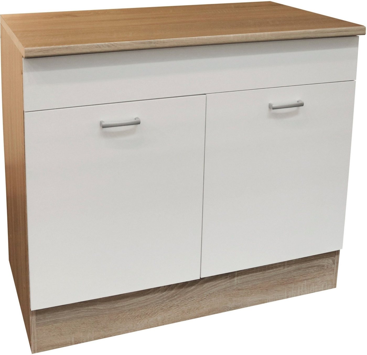 PREISBRECHER Spülenunterschrank Ailina in Sonoma-Eiche / wei - 100x90x60 (BxHxT) Bild 2