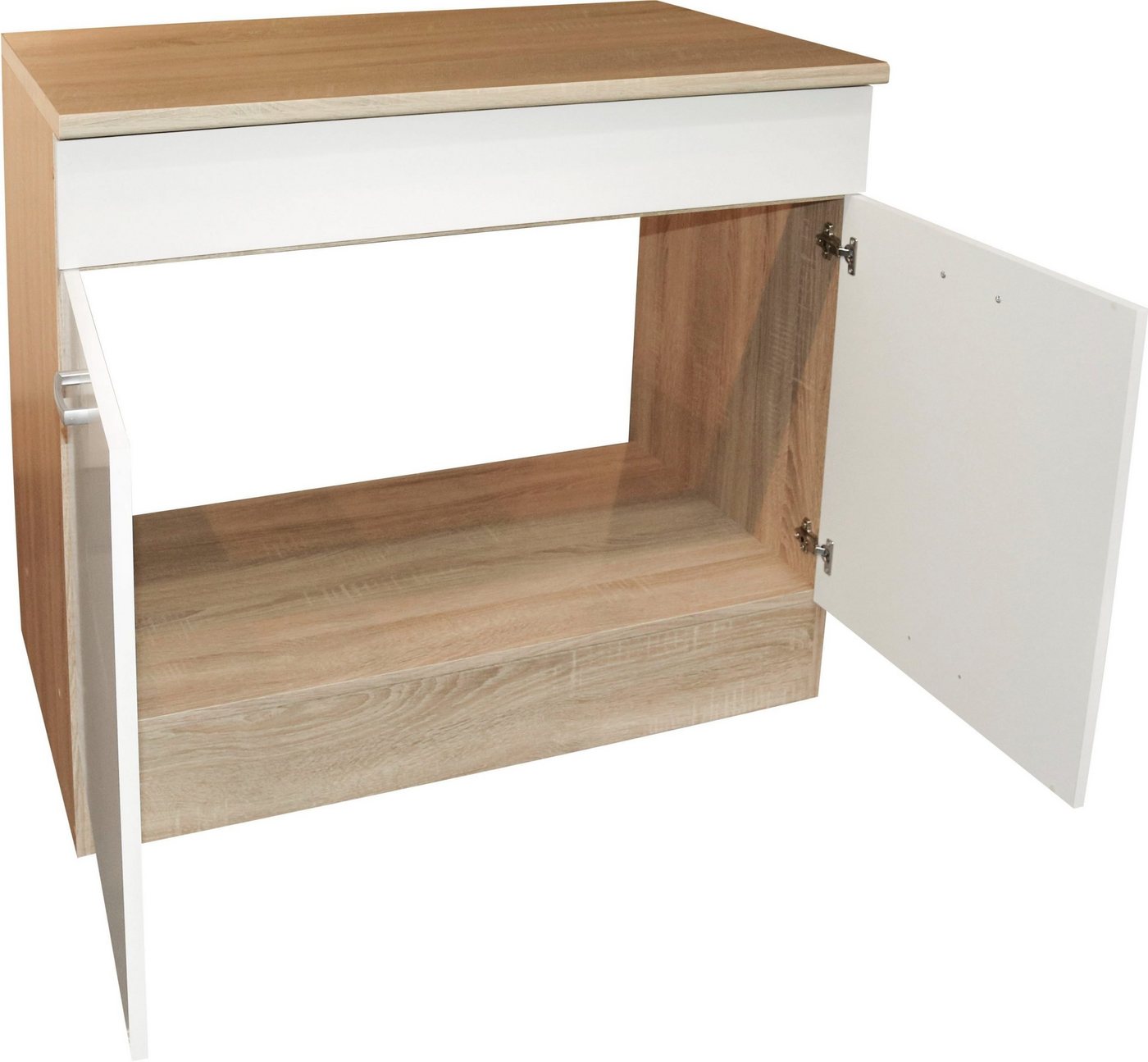 PREISBRECHER Spülenunterschrank Ailina in Sonoma-Eiche / wei - 100x90x60 (BxHxT) Bild 4