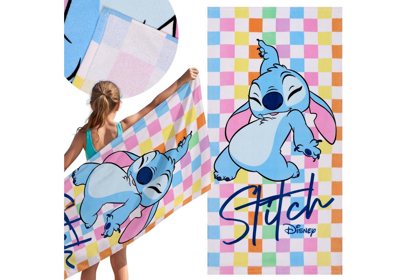 Disney Badetücher DISNEY Stitch farbenfrohes Strand- und Badetuch, 100 % Baumwolle Bild 2