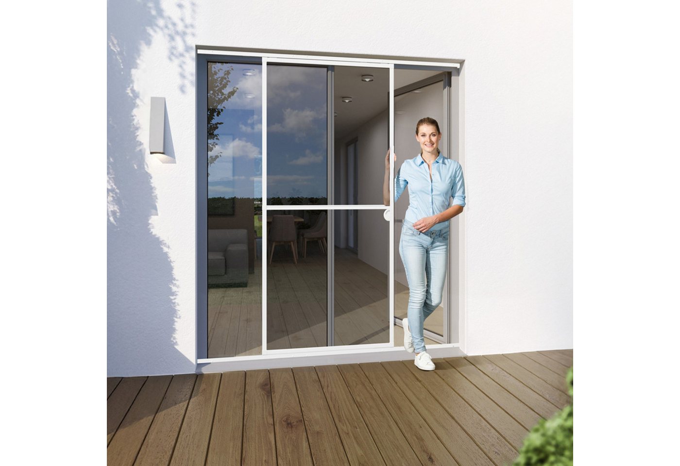 Yoursol Insektenschutz-Fensterrahmen Insektenschutztür weiß 120x240cm, Fliegengittertür mit Alurahmen, Für Balkon und Terrassen, Fiberglasgewebe, UV-beständig Bild 3