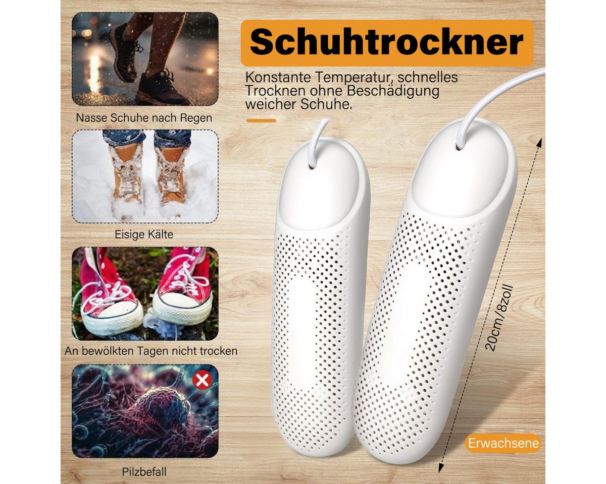 MOPUEA Schuhtrockner Elektrischer Schuhtrockner UV geruchsentfernend Tragbarer+3 Modi Timer, Flammhemmend, 360° Wärmeverteilung, 3 Timer-Modi, tragbar Bild 3