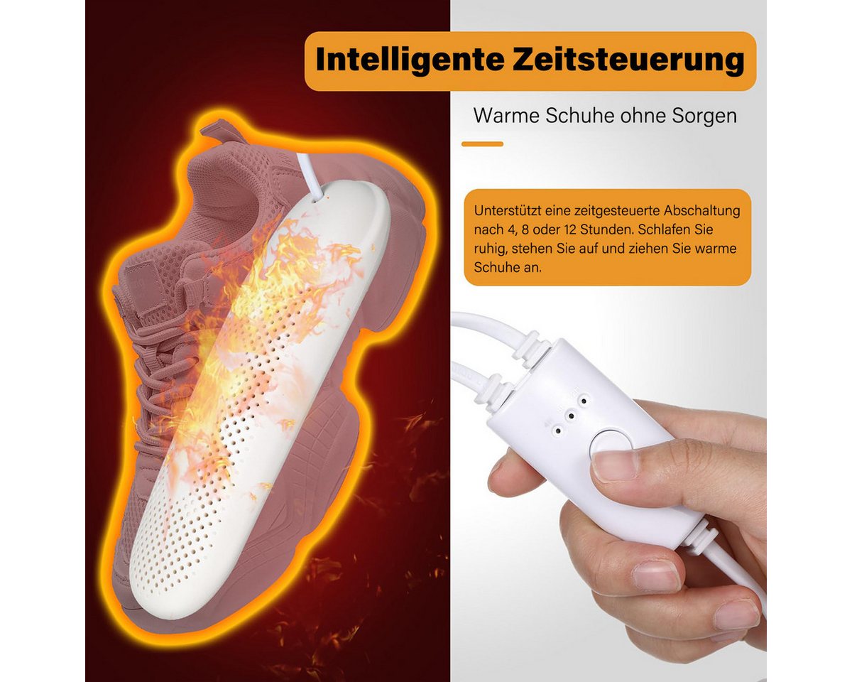 MOPUEA Schuhtrockner Elektrischer Schuhtrockner UV geruchsentfernend Tragbarer+3 Modi Timer, Flammhemmend, 360° Wärmeverteilung, 3 Timer-Modi, tragbar Bild 4