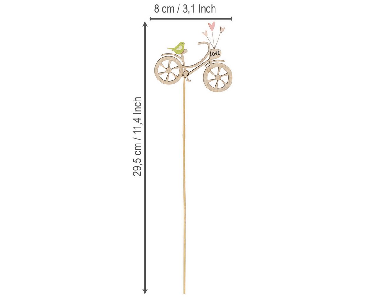 Florists Products Gartenstecker Romantische Fahrrad Holzstecker für Frühlings-Deko in Haus und, 12 St Bild 2