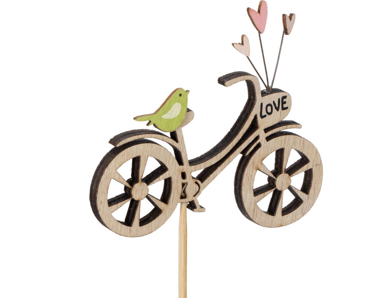 Florists Products Gartenstecker Romantische Fahrrad Holzstecker für Frühlings-Deko in Haus und, 12 St Bild 3