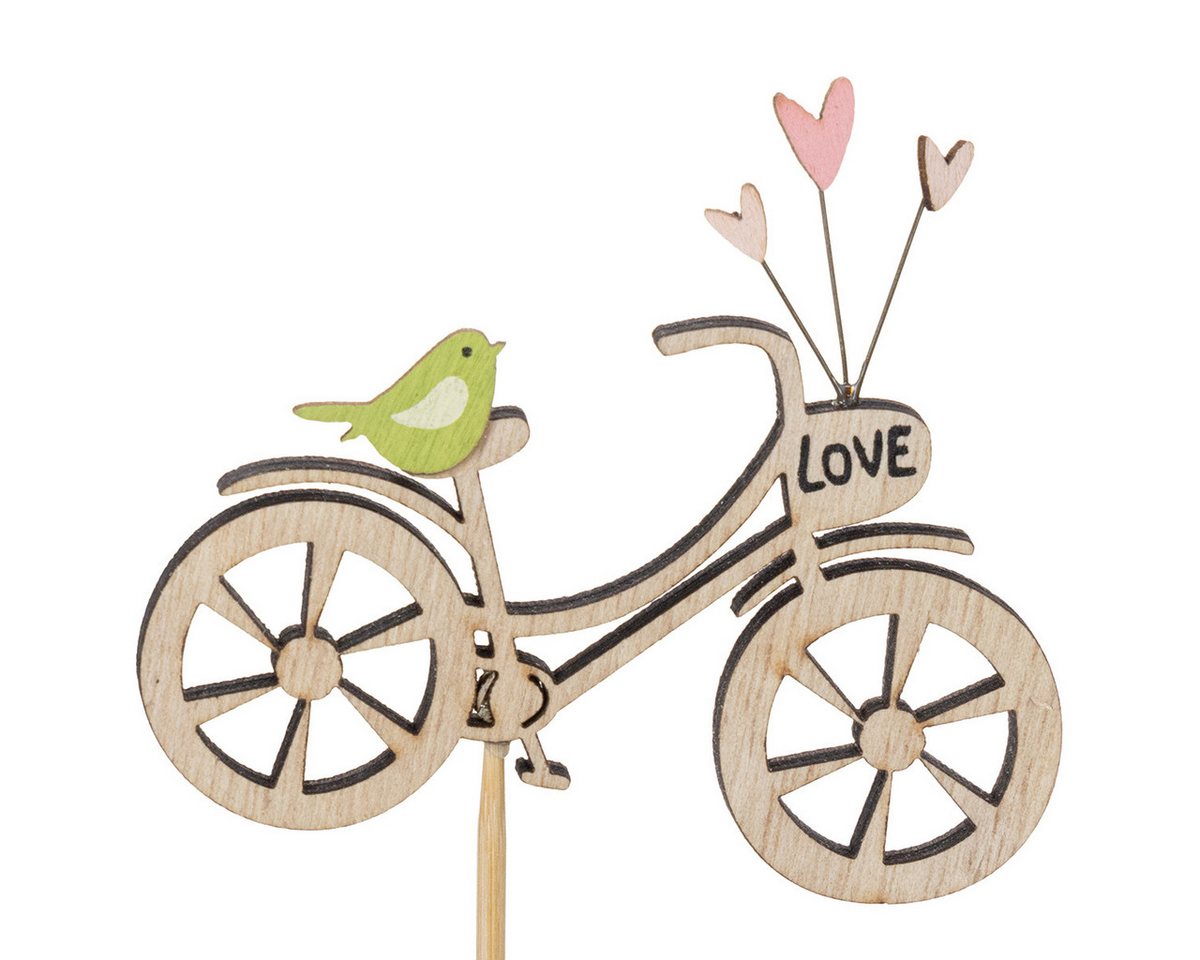 Florists Products Gartenstecker Romantische Fahrrad Holzstecker für Frühlings-Deko in Haus und, 12 St Bild 5