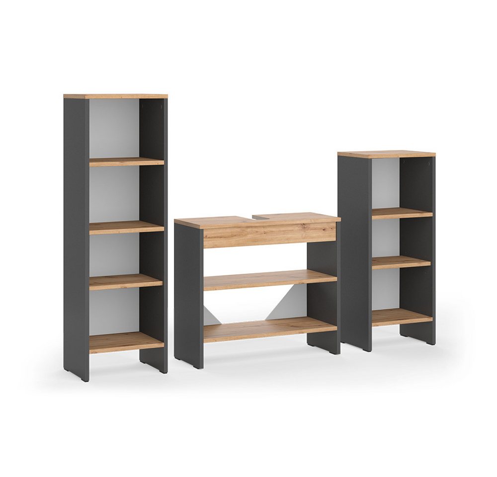 Vicco Badmöbel-Set Karli, Anthrazit/Goldkraft Eiche, 3 Teile, (3-St) Bild 5