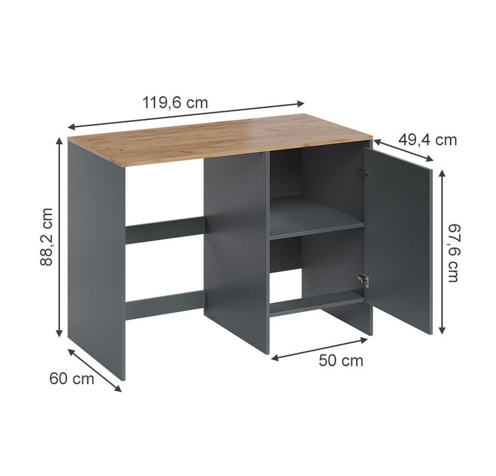Vicco Waschmaschinenumbauschrank Viktor, Anthrazit/Goldkraft Eiche, 119.6 x 88.2 cm mit 1 Tür (1-St) Bild 5