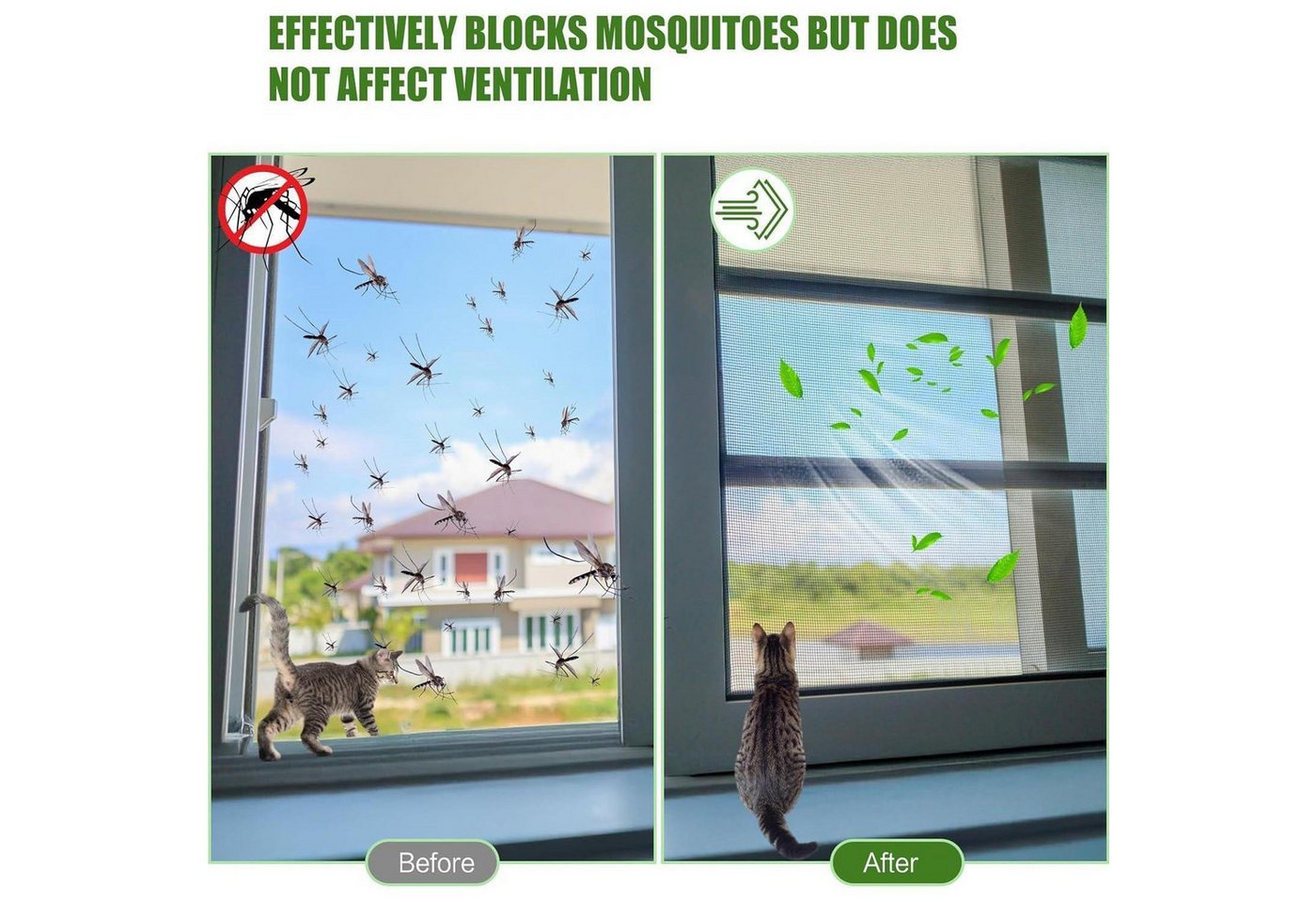 LuxusKollektion Insektenschutz-Fensterrahmen Katzennetz Fensterschutz ohne Bohren selbstklebend 100x130 cm Bild 3
