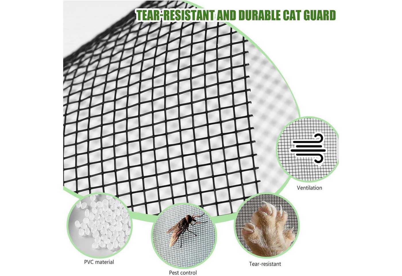 LuxusKollektion Insektenschutz-Fensterrahmen Katzennetz Fensterschutz ohne Bohren selbstklebend 100x130 cm Bild 5