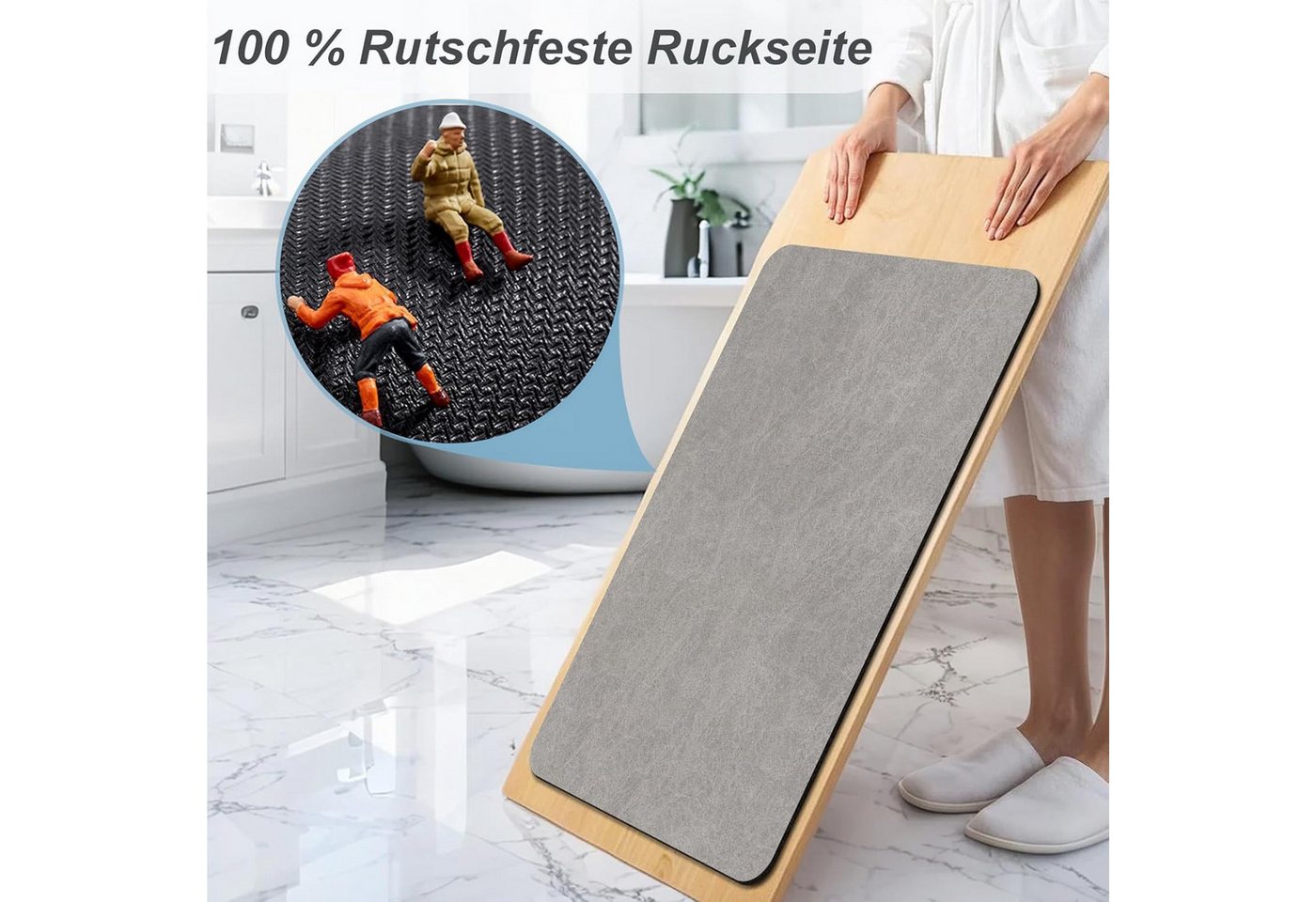FELIXLEO Badematte Rutschfeste Badematte 40x60 cm super saugfähig schnell trocknend grau Bild 5