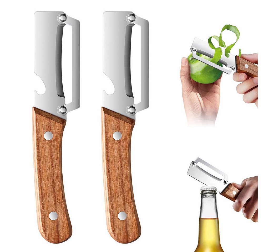 AFKSMILE Sparschäler 2 Stück Multifunktions-Gemüseschäle, holzschäler aus Edelstahl, (2-tlg), Gemüseschäler und Flaschenöffner für Obst, Gemüse & Fleischscheiben Bild 2