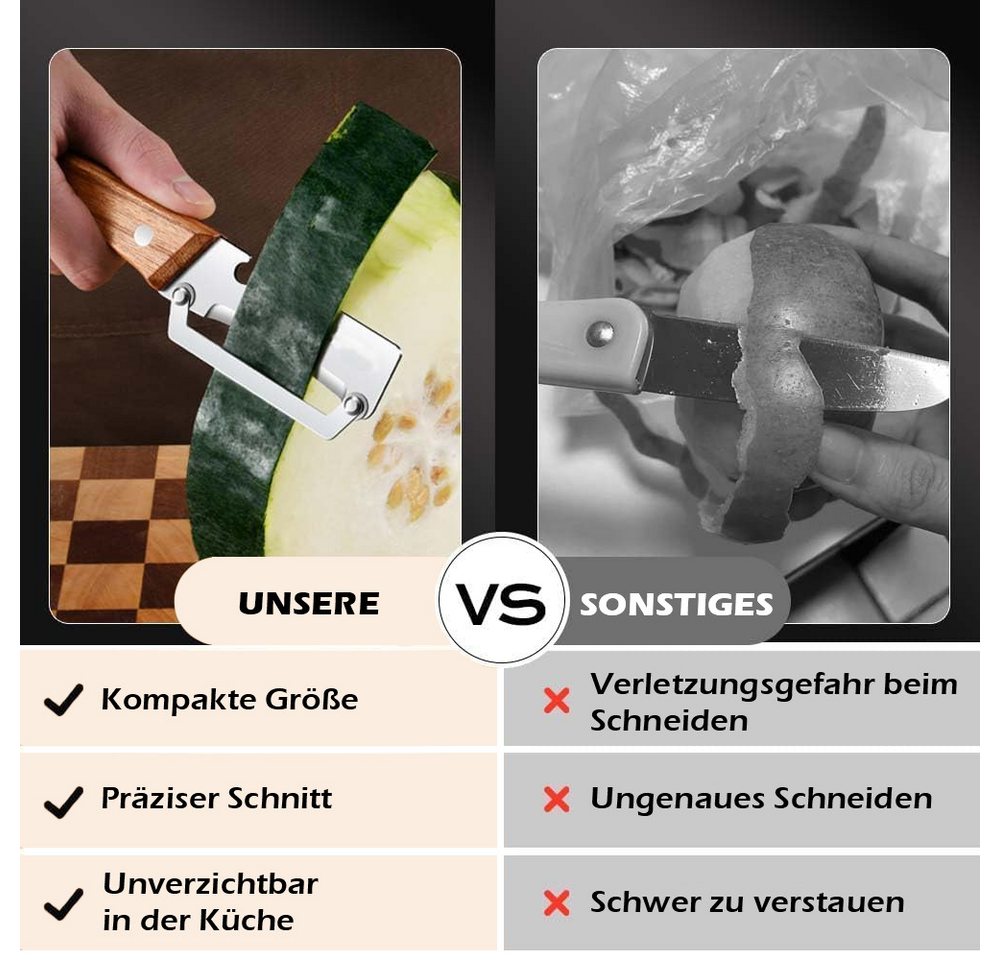 AFKSMILE Sparschäler 2 Stück Multifunktions-Gemüseschäle, holzschäler aus Edelstahl, (2-tlg), Gemüseschäler und Flaschenöffner für Obst, Gemüse & Fleischscheiben Bild 3