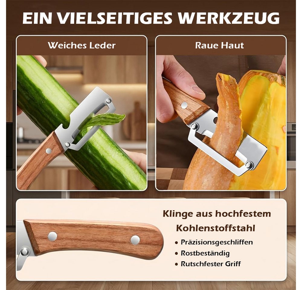 AFKSMILE Sparschäler 2 Stück Multifunktions-Gemüseschäle, holzschäler aus Edelstahl, (2-tlg), Gemüseschäler und Flaschenöffner für Obst, Gemüse & Fleischscheiben Bild 5