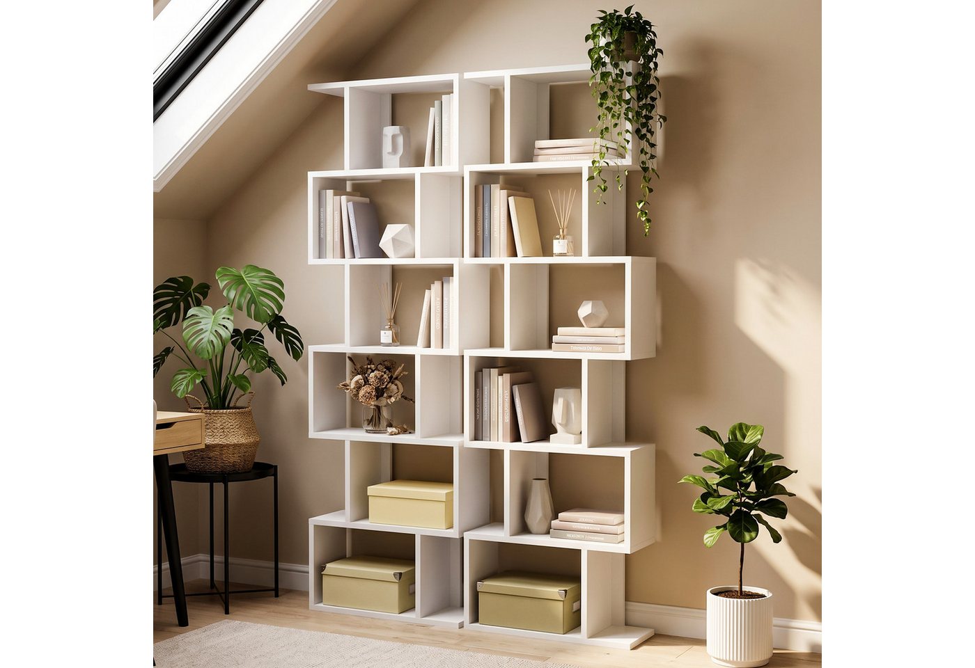oyajia Bücherregal Bücherregal 188cm für Wohnzimmer Home Office,6-Stöckiges, Standregal, Büroregal, 6 Fächer, Holzwerkstoff Bild 5