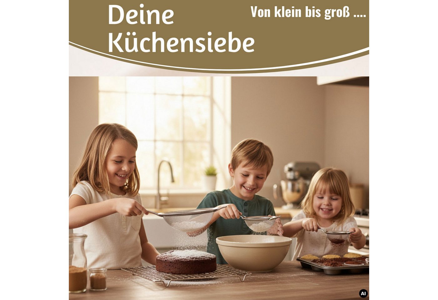 LS-LebenStil Küchensieb Edelstahl Siebe 3´er Set 8cm 14cm 20cm mit Aufhängeösen, Edelstahl, (Abtropfsieb Passiersieb Mehlsieb Teesieb mit Aufhängeöse, 3-St., Küchensieb Set mit 8 cm 14 cm 20 cm Siebdurchmesser), Nudelsieb Feines Haarsieb Mehlsieb für Küche Backen Kochen