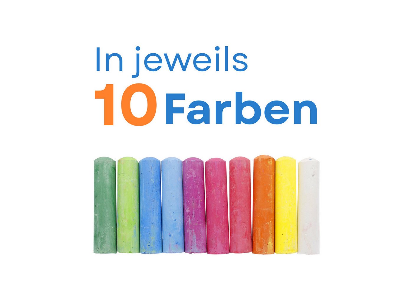 WESTCOTT Malkreide Straßenmalkreide 100 Stück, Bunte Straßenkreide in 10 Farben, Kreide ideal für Asphalt, Stein & Tafeln Bild 4