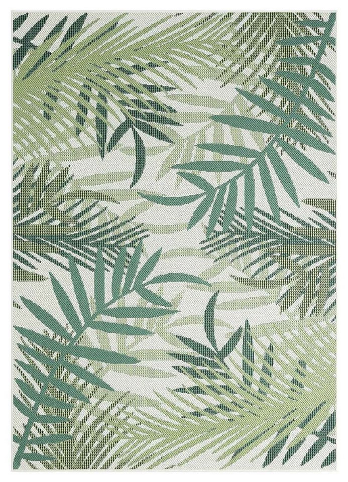 Vimoda Outdoorteppich Teppich wasserresistent In- und Outdoor Kurzflor Palmen Muster, Rund, Höhe: 4.5 mm, Outdoorteppich Grün & Schwarz für Terrasse Balko schnell trocknend Bild 3