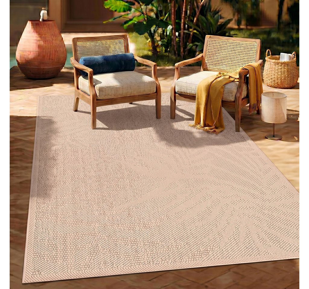 Vimoda Outdoorteppich Teppich In- und Outdoor Terrassen & Balkon Küche, Rechteckig, Höhe: 5 mm, Läufer Blumen Design wasserabweisend schnell trocknend