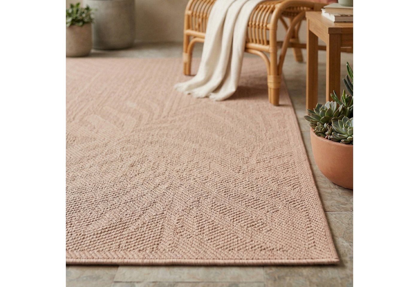 Vimoda Outdoorteppich Teppich In- und Outdoor Terrassen & Balkon Küche, Rechteckig, Höhe: 5 mm, Läufer Blumen Design wasserabweisend schnell trocknend Bild 2