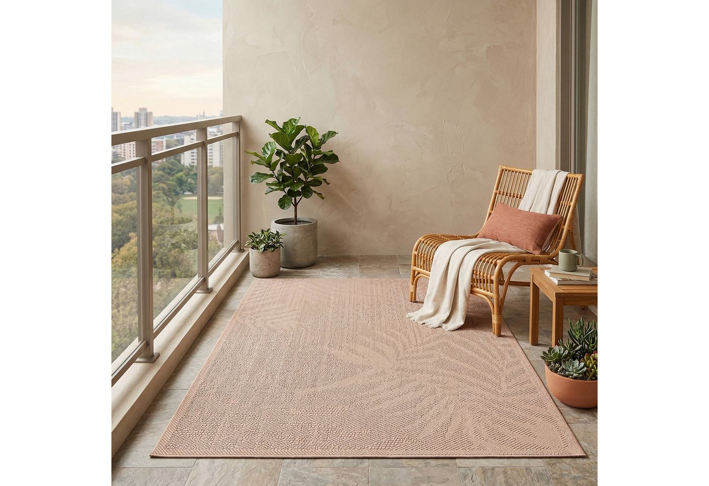 Vimoda Outdoorteppich Teppich In- und Outdoor Terrassen & Balkon Küche, Rechteckig, Höhe: 5 mm, Läufer Blumen Design wasserabweisend schnell trocknend Bild 4