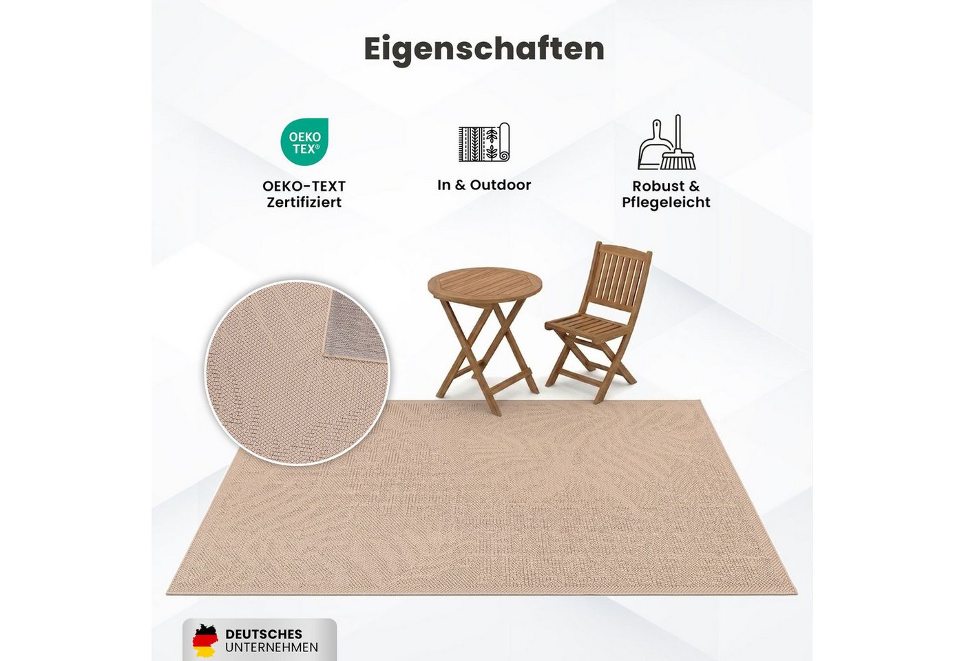 Vimoda Outdoorteppich Teppich In- und Outdoor Terrassen & Balkon Küche, Rechteckig, Höhe: 5 mm, Läufer Blumen Design wasserabweisend schnell trocknend Bild 5