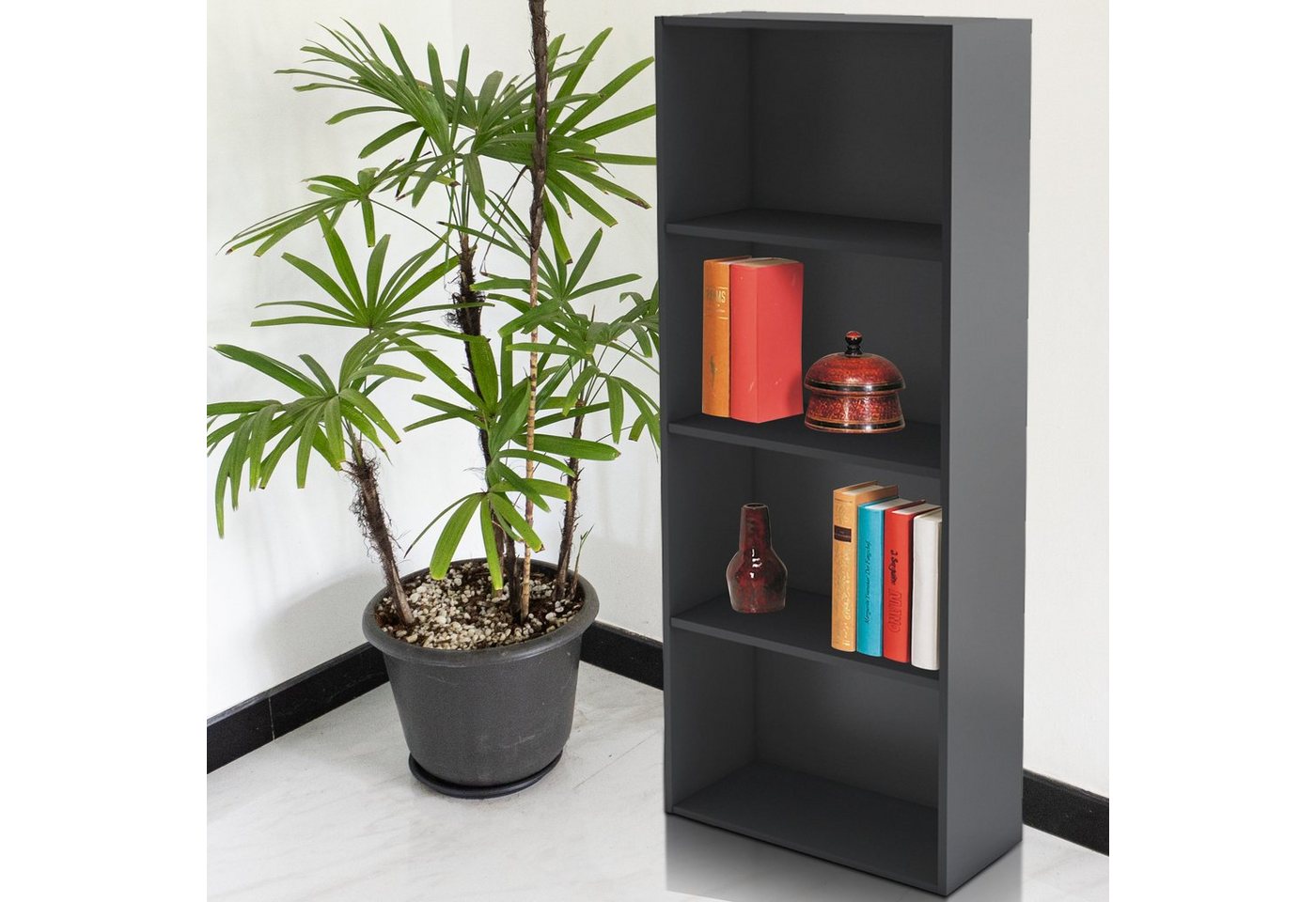 habeig Bücherregal Tube Bücherregal Standregal 4 Fächer Belastung Regalboden Standregal Bild 2