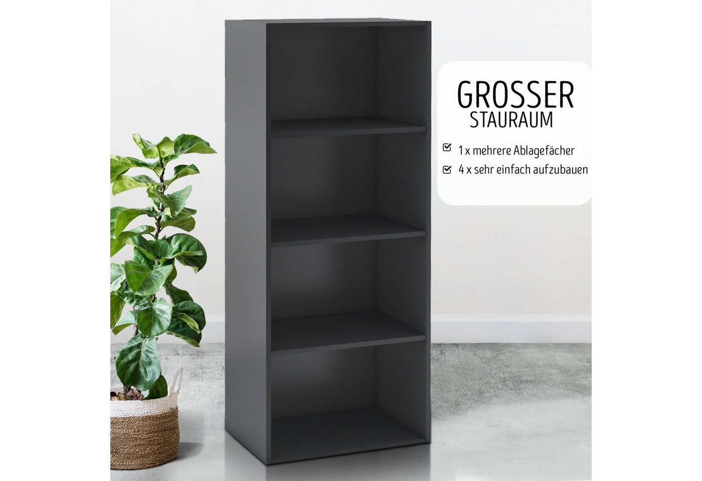 habeig Bücherregal Tube Bücherregal Standregal 4 Fächer Belastung Regalboden Standregal Bild 3