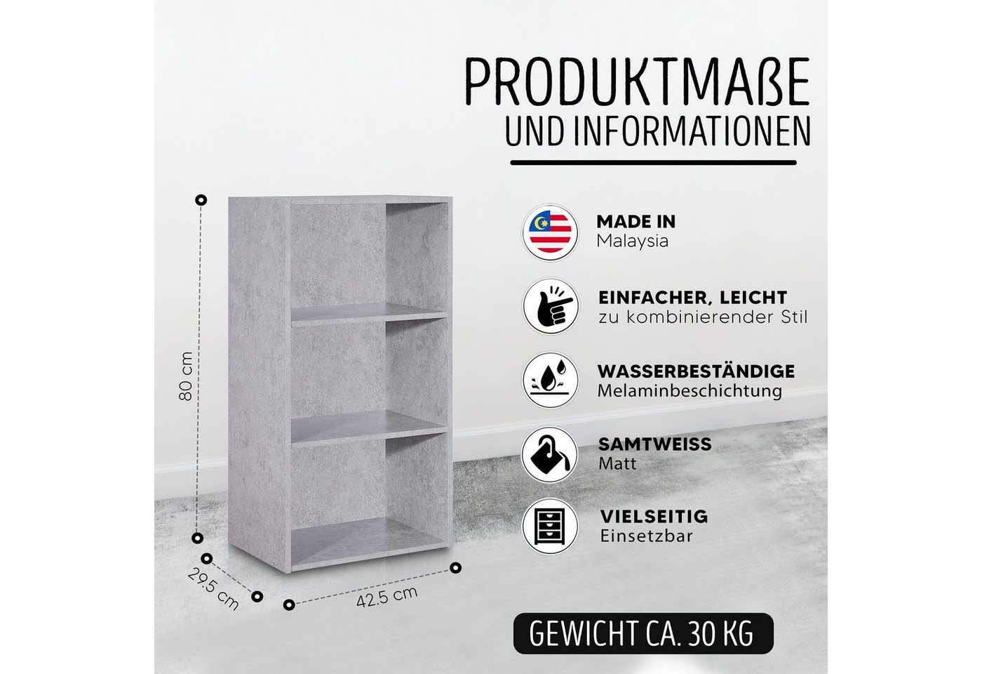 habeig Bücherregal Tube Bücherregal Standregal 3 Fächer Belastung Regalboden Standregal Bild 5