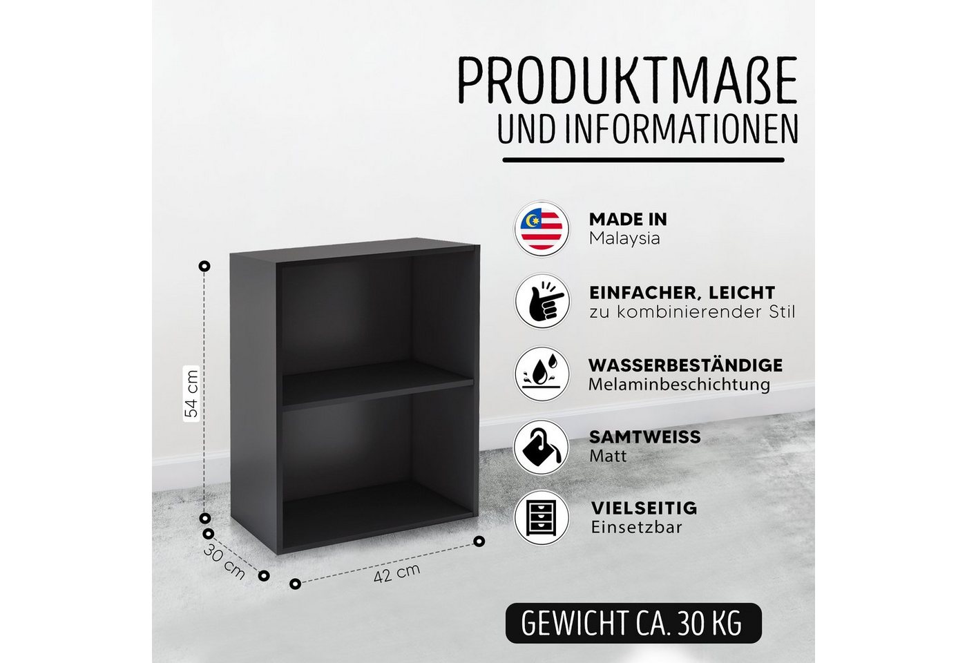 habeig Bücherregal Tube Bücherregal Standregal 2 Fächer Belastung Regalboden Standregal