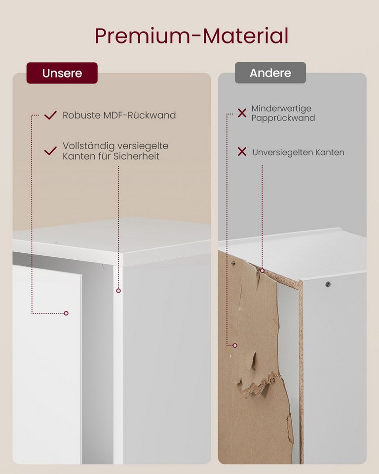 VASAGLE Bücherregal mit verstellbaren Ablagen, für Wohnzimmer, Homeoffice, Schlafzimmer, 3-stöckiges Regal, offenes Aufbewahrungsregal, 24 x 20 x 94,8 cm
