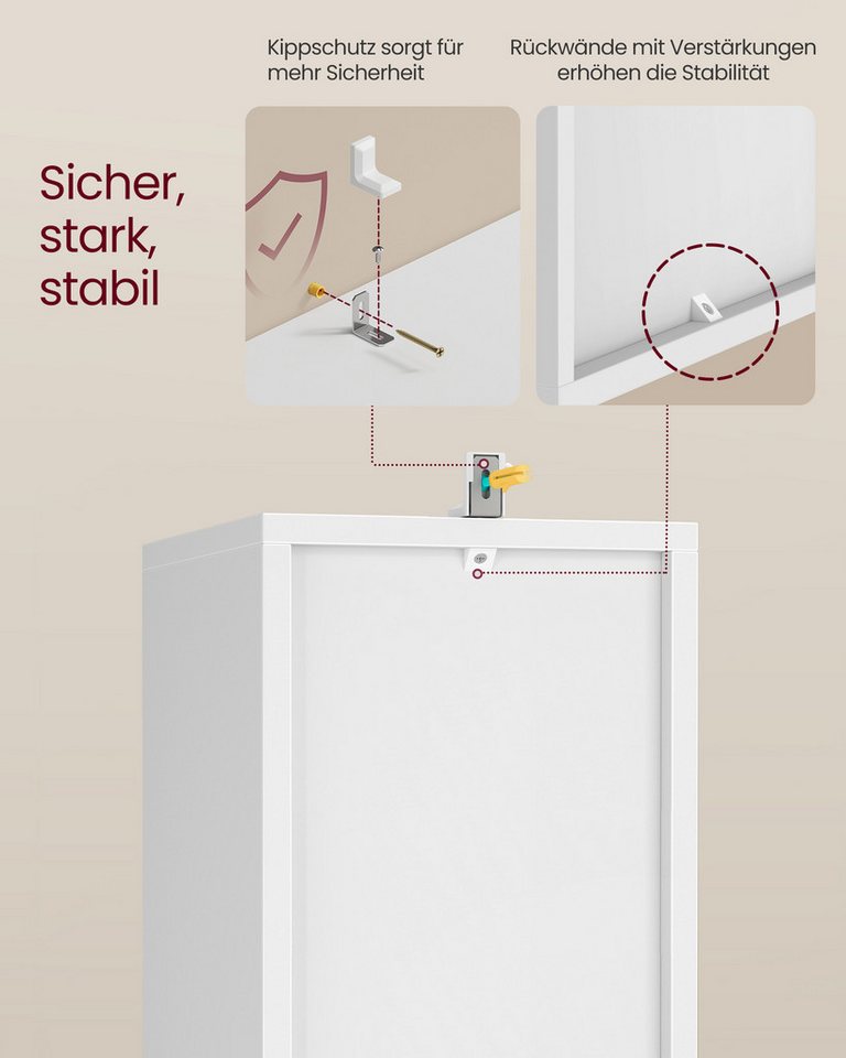 VASAGLE Bücherregal mit verstellbaren Ablagen, für Wohnzimmer, Homeoffice, Schlafzimmer, 3-stöckiges Regal, offenes Aufbewahrungsregal, 24 x 20 x 94,8 cm Bild 2