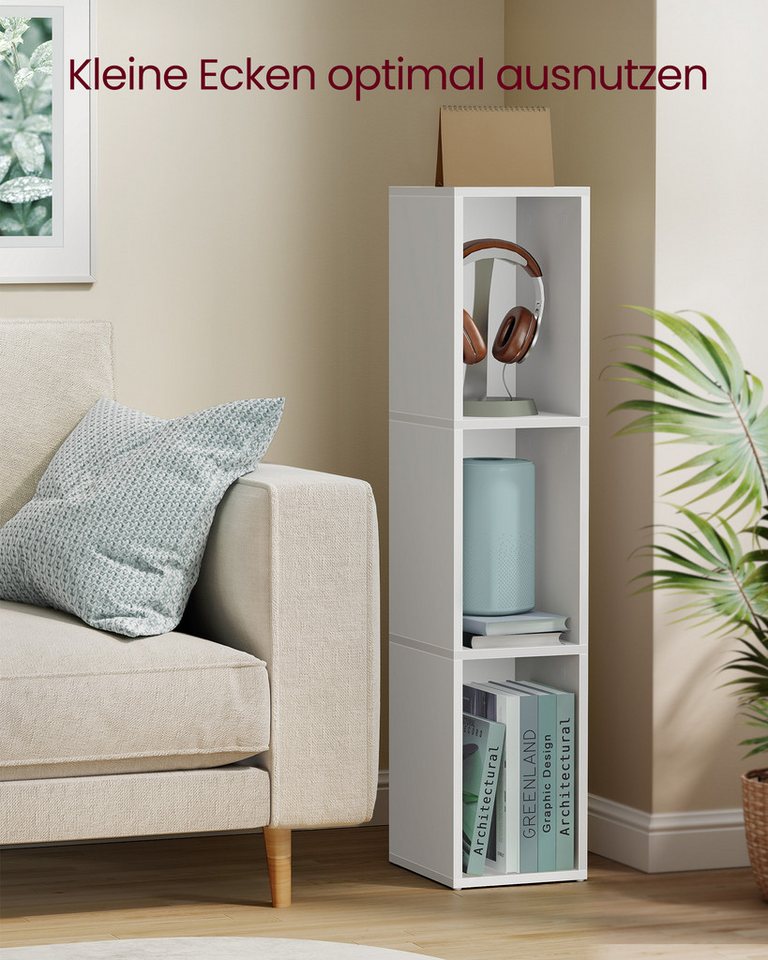 VASAGLE Bücherregal mit verstellbaren Ablagen, für Wohnzimmer, Homeoffice, Schlafzimmer, 3-stöckiges Regal, offenes Aufbewahrungsregal, 24 x 20 x 94,8 cm Bild 3
