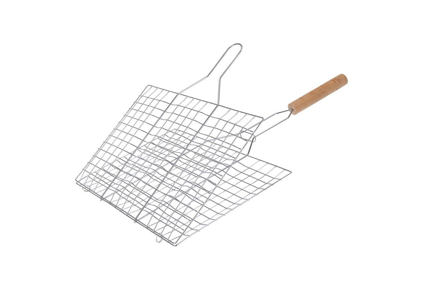 HAC24 Grillguthalter BBQ Grillkorb Grillhalter Grillgut Grillwender Grillgitter, Stahl, (Set, 2-St), für Fleisch, Würstchen, Fisch, Gemüse uvm.