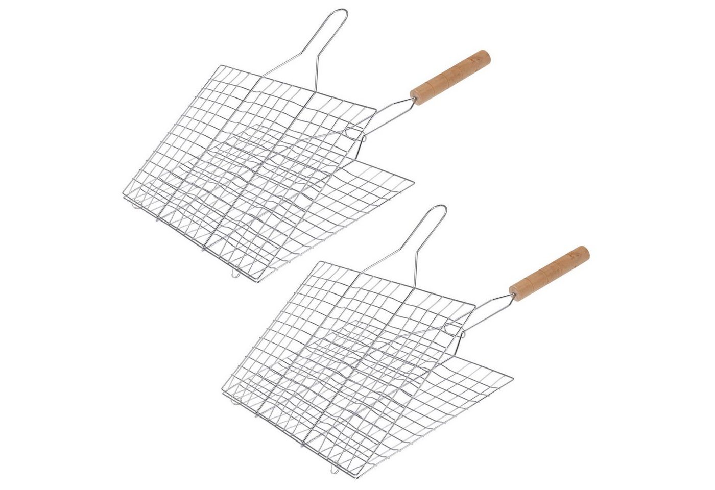 HAC24 Grillguthalter BBQ Grillkorb Grillhalter Grillgut Grillwender Grillgitter, Stahl, (Set, 2-St), für Fleisch, Würstchen, Fisch, Gemüse uvm. Bild 2