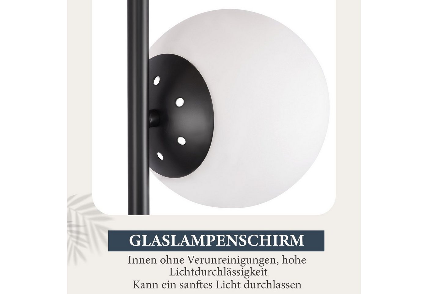 ZMH Stehlampe 3-flammig, E27 Standleuchte mit Glas-Schirmen, Einfache Installation, ohne Leuchtmittel, Retro Stehleuchte mit Fußschalter Bild 5