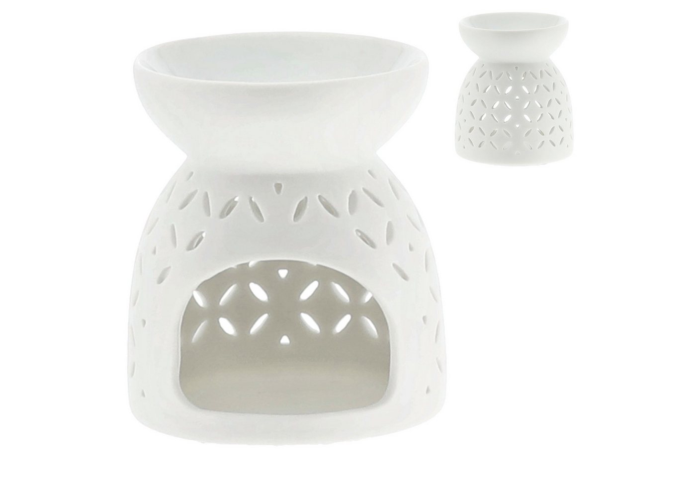 CEPEWA Duftlampe Duftlampe 4er Set Keramik 9x9,5cm Schrift Muster weiß blau rosa grün Bild 2