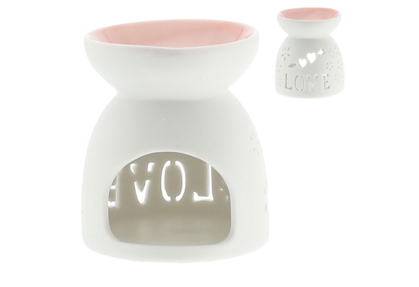 CEPEWA Duftlampe Duftlampe 4er Set Keramik 9x9,5cm Schrift Muster weiß blau rosa grün Bild 3