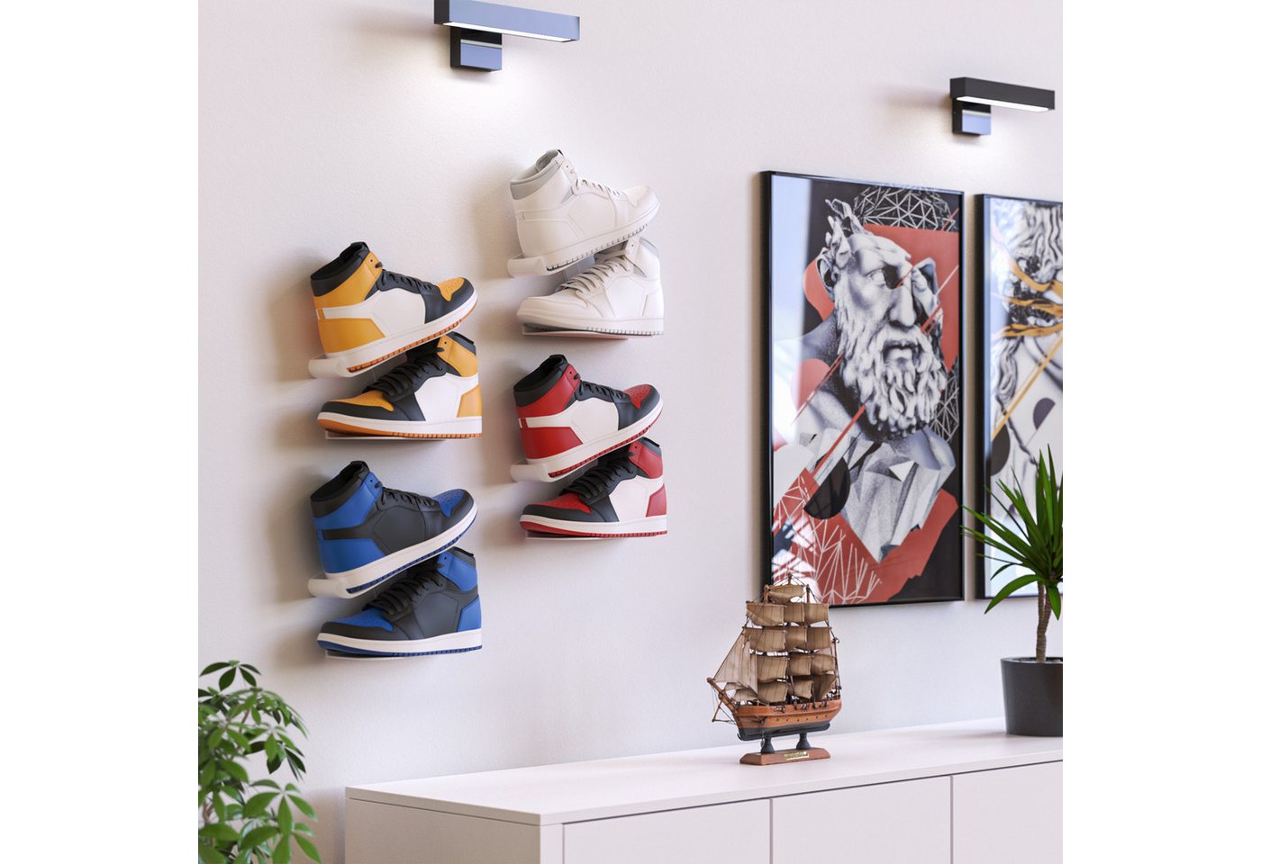Mobilefox Schuhregal Sneaker Wandhalterung Schuh Regal Wandhalter Schuhablage Weiß 1 Stück, 1-tlg.