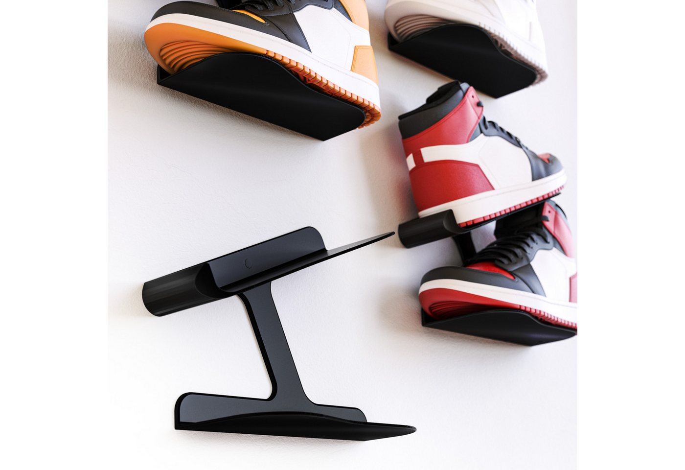 Mobilefox Schuhregal Sneaker Wandhalterung Schuh Regal Wandhalter Schwarz 1 Stück, 1-tlg.