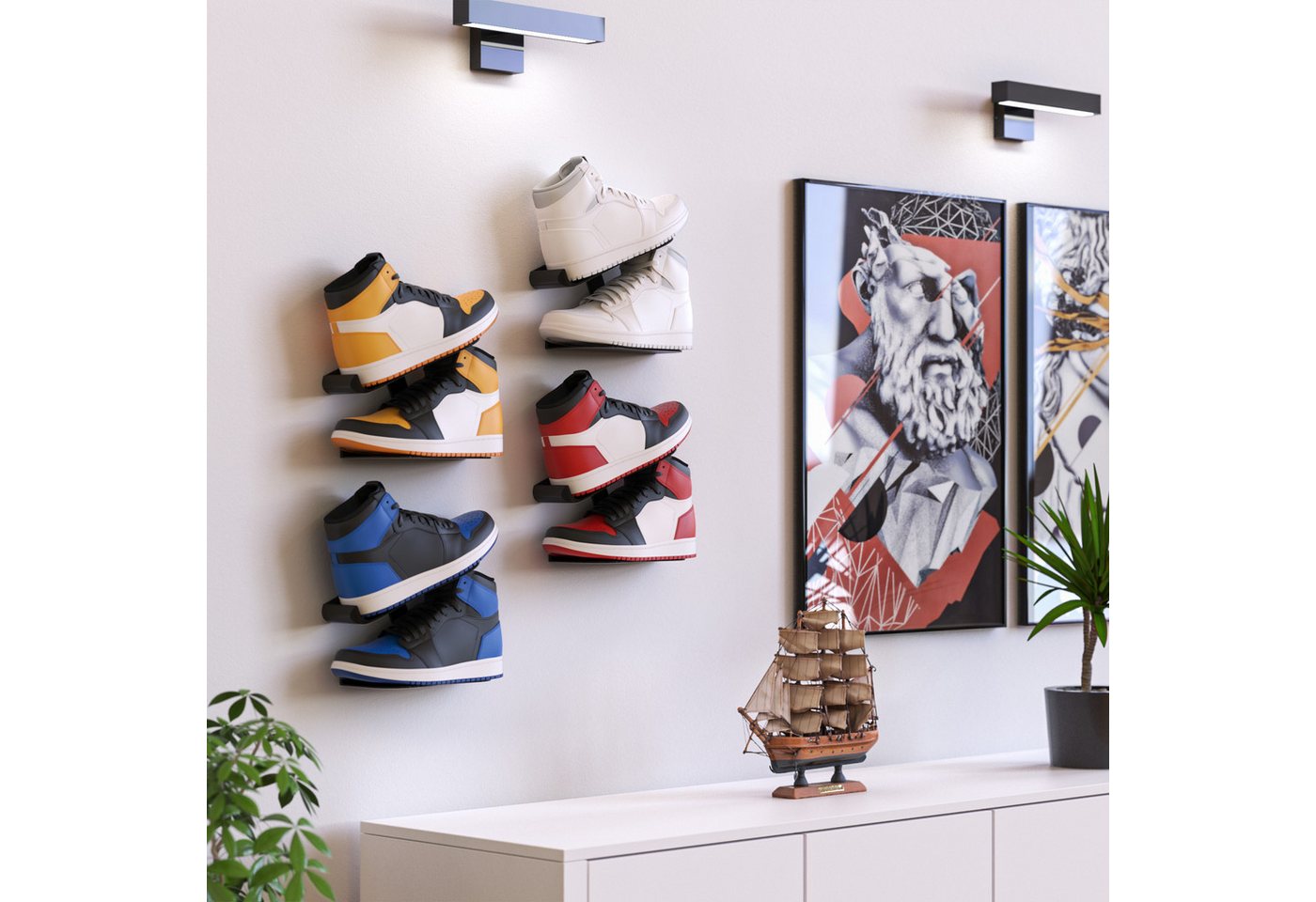 Mobilefox Schuhregal Sneaker Wandhalterung Schuh Regal Wandhalter Schwarz 1 Stück, 1-tlg. Bild 5