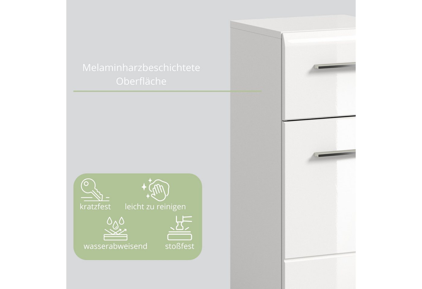 furnling Badkommode Standschrank Ivy, 1 Schublade, 1 Tür, 2 Fächer innen, Stauraum, Badezimmerschrank, weiß