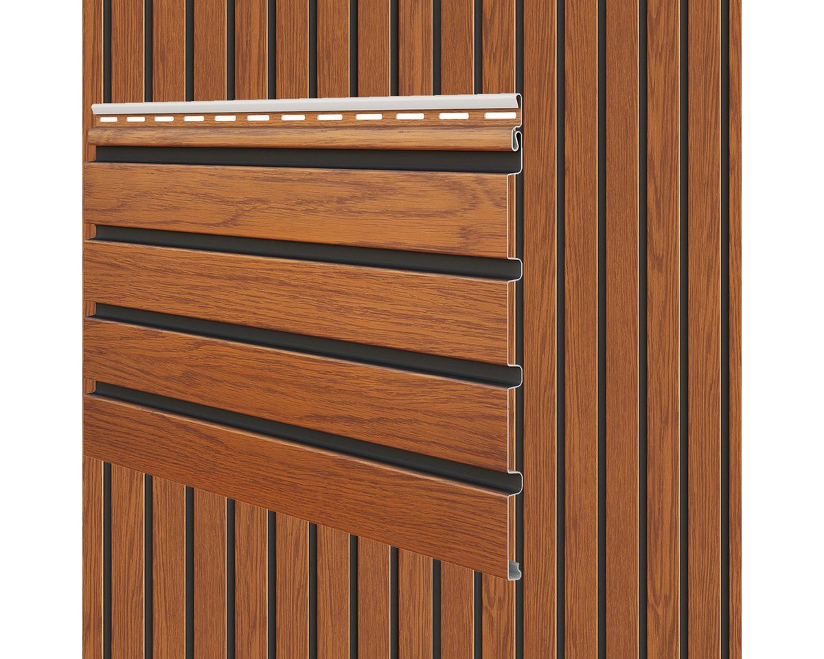 Vox Verkleidungspaneel Canadian Siding SXP-06 Max 3 Fronto V-Black 2,95m St. 0,74qm goldbraun, BxL: 28,5x295 cm, 0,963 qm, (Stückweise 1 Paneel, 0,963 qm) MAX3 besonders stoßfest, pflegeleicht, abwaschbar, Leichtgewicht