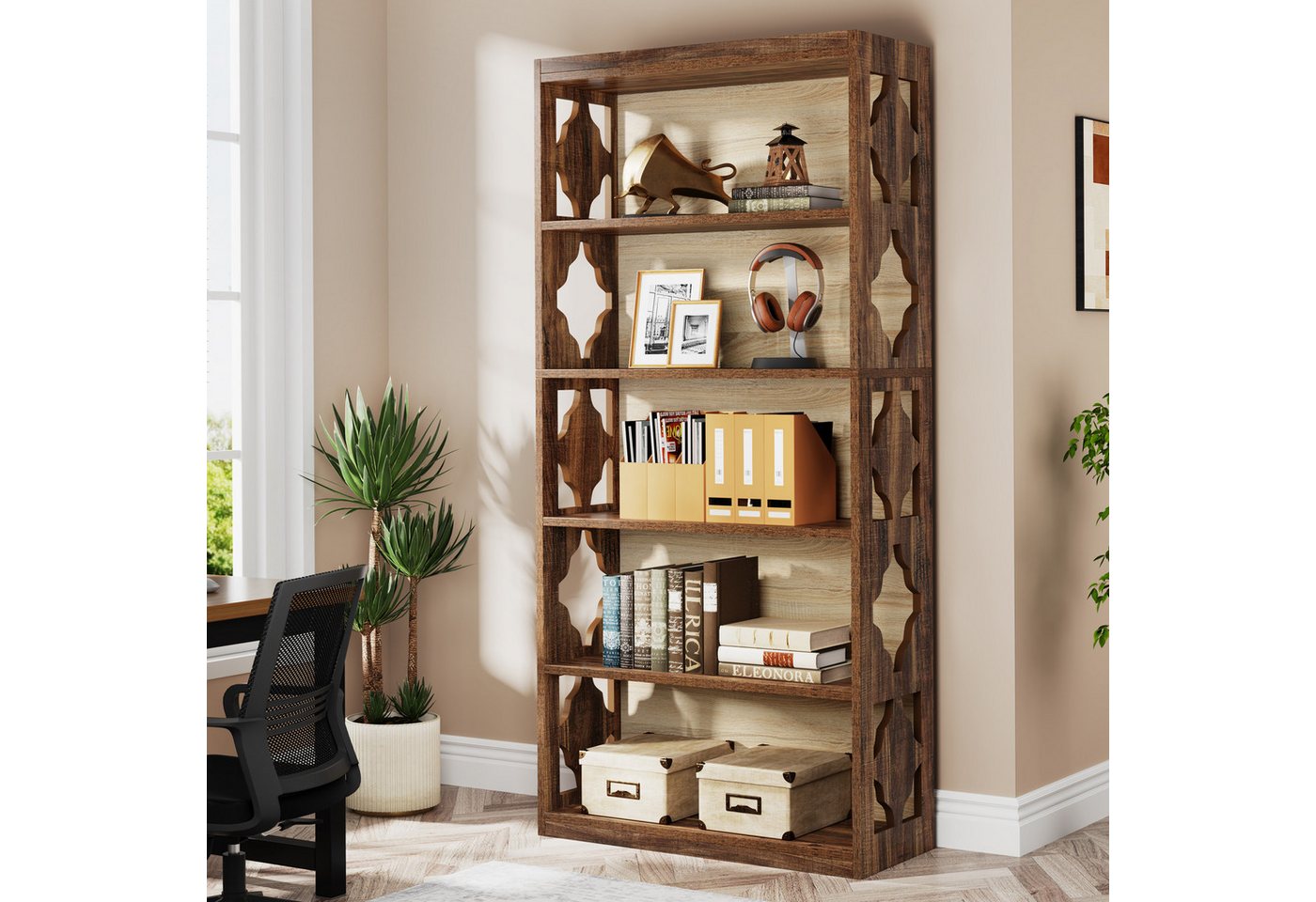 Tribesigns Bücherregal mit 6 Ebenen, 178cm freistehende Standregal, offenes Ausstellungsregal, offenes Büroregal, Holzausstellungsregal für Wohnzimmer, Schlafzimmer Bild 5