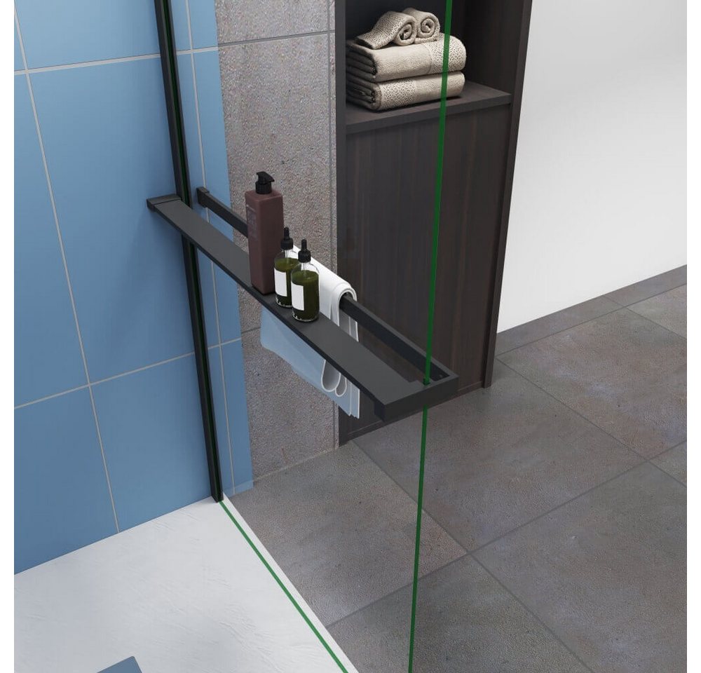 Duschparadies Walk-in-Dusche 200cm 8mm ESG Schwarz mit Handtuchhalter Walk-in Duschabtrennung, Einscheibensicherheitsglas Bild 4