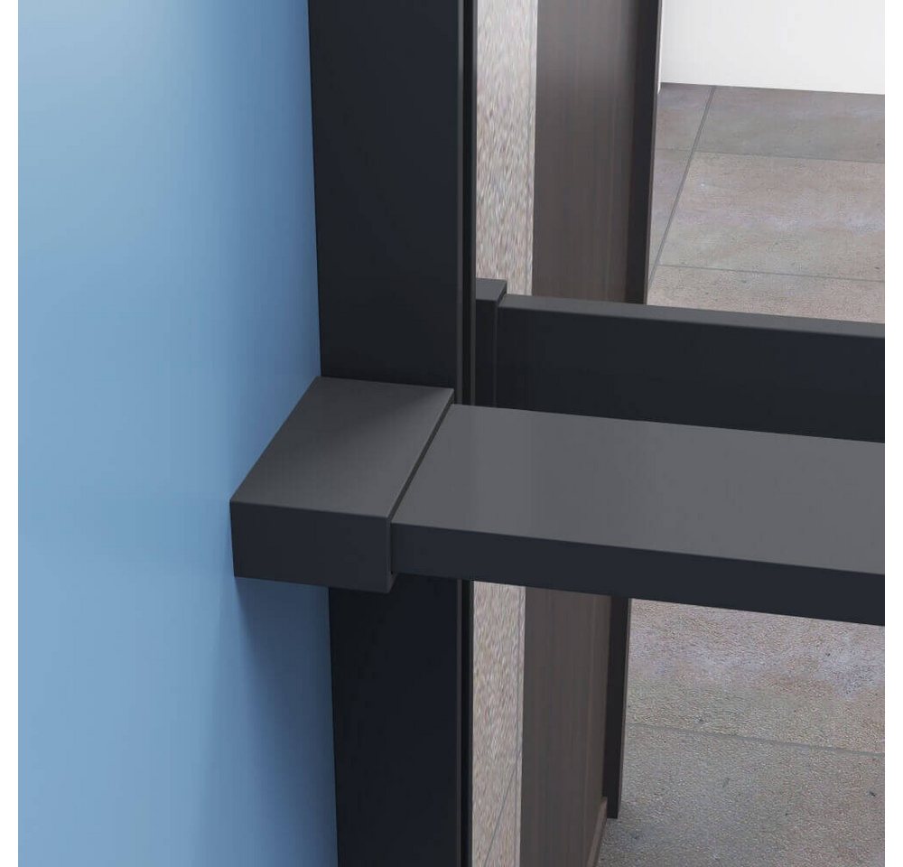 Duschparadies Walk-in-Dusche 200cm 8mm ESG Schwarz mit Handtuchhalter Walk-in Duschabtrennung, Einscheibensicherheitsglas Bild 5