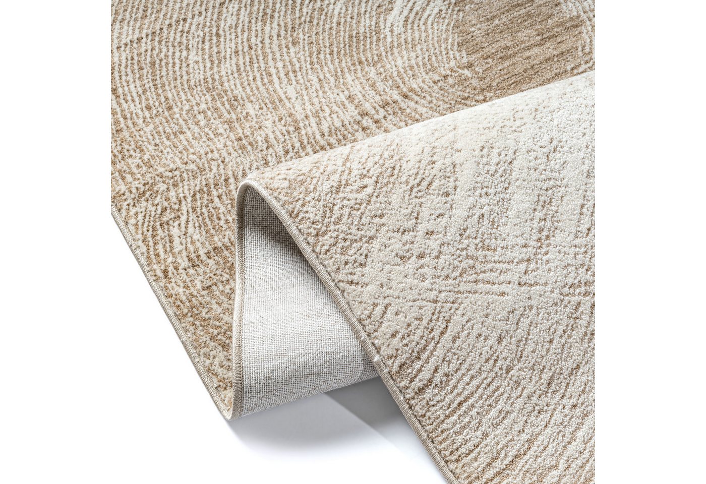 TeppichHome24 Teppich Beiger Teppich mit modernem Kreis-Design weich pflegeleicht, rechteckig Bild 3